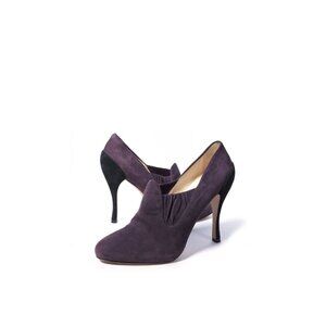 Prada Pumps 39.5 Womens Size 9 Purple-Black Suede Ruched Pumps